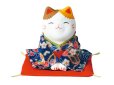 画像3: 【ネコポス不可】錦彩ちりめん招き猫（おじぎ・小）【7358】 (3)