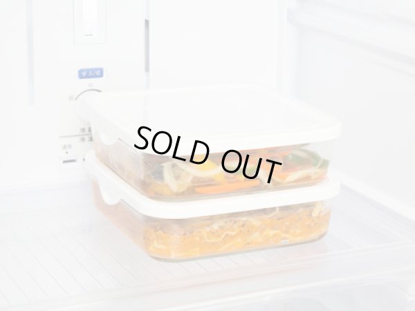 画像2: iwaki パック＆レンジBOX大 2個セット ホワイト 重ね大パック1300ml 耐熱ガラス 保存容器 N3248-W