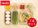 iwaki パック＆レンジシステム7点セット 重ねパックシステム7 ホワイト 耐熱ガラス 保存容器 SKC-NPR-W7