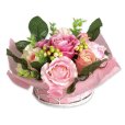 画像1: テーブルアレンジフラワー 造花 ピンクローズ 薔薇 バラ かわいい【ネコポス不可】 (1)
