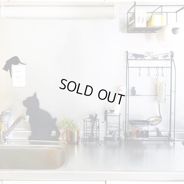画像2: Abeille キッチンペーパースタンド ネコ 猫 ねこ キッチン収納 シンプル かわいい おしゃれ シルエット 黒猫 ネコポス不可